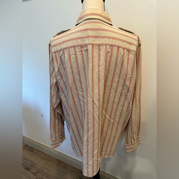 Lauren Ralph Lauren  Cotton Pin Stripe Button Front Shirt Blouse SZ 2X Military - Picture 3 of 7